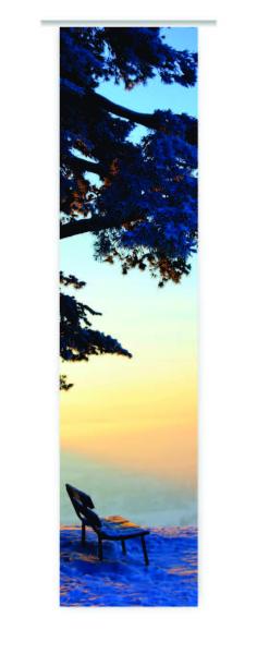 Sonnenuntergang im Winter, Schiebevorhang mit Wintermotiv